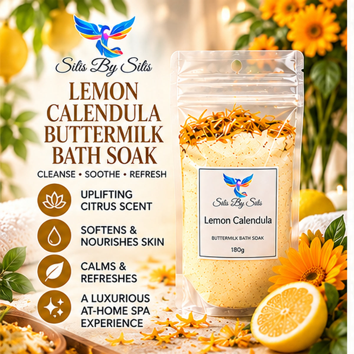 Lemon Calendula Buttermilk Bath Soak – 180g