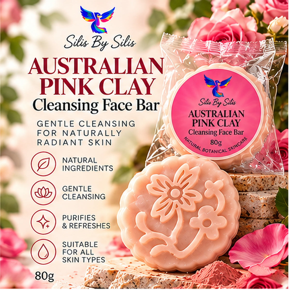 Australian Pink Clay Cleansing Face Bar | 80g