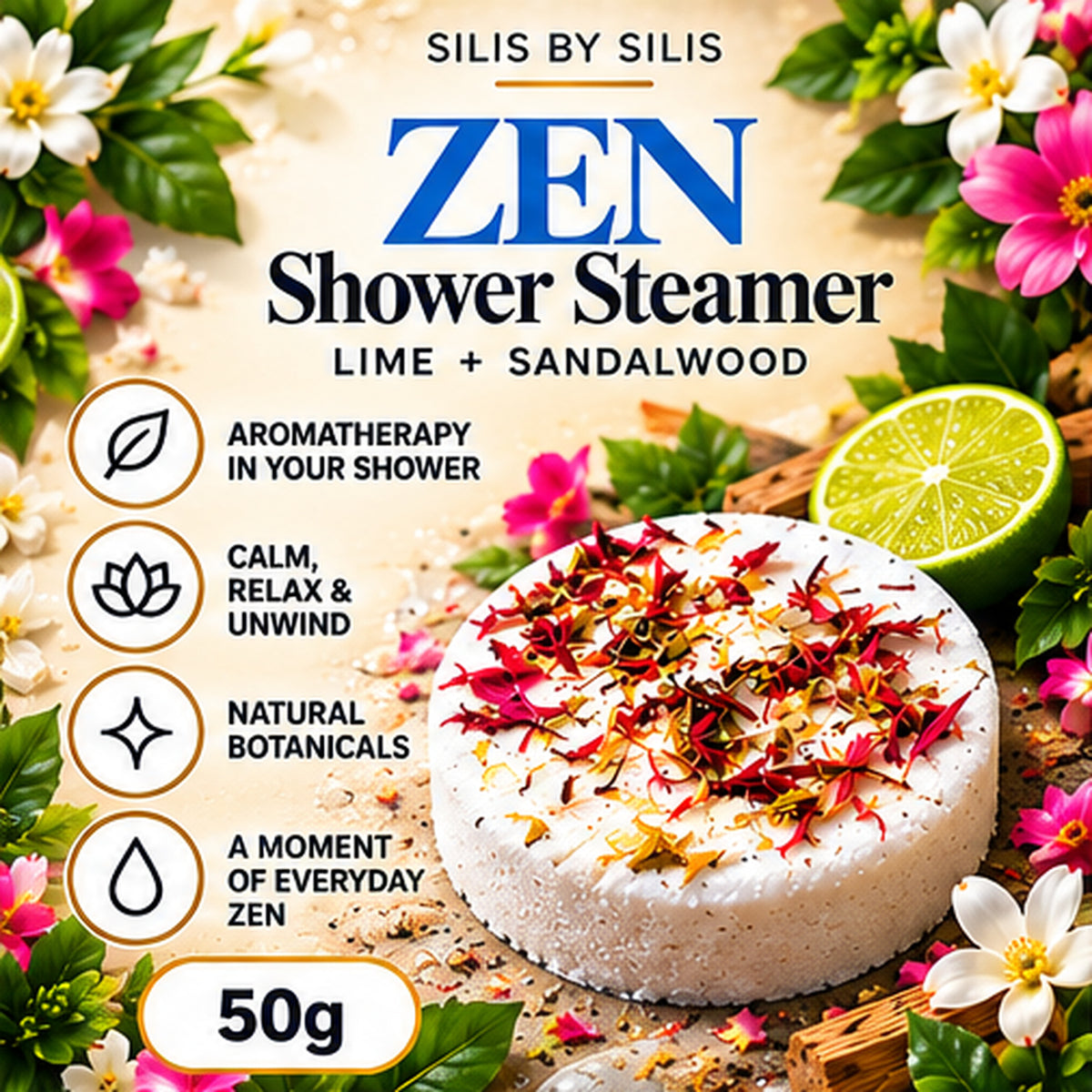 ZEN Shower Steamer | Lime + Sandalwood | 50g