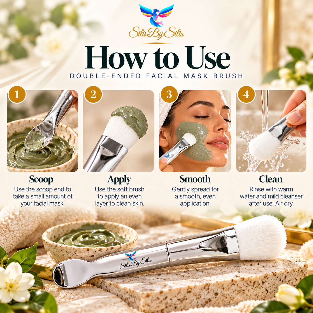 Double-Ended Facial Mask Brush – Luxury Skincare Accessory