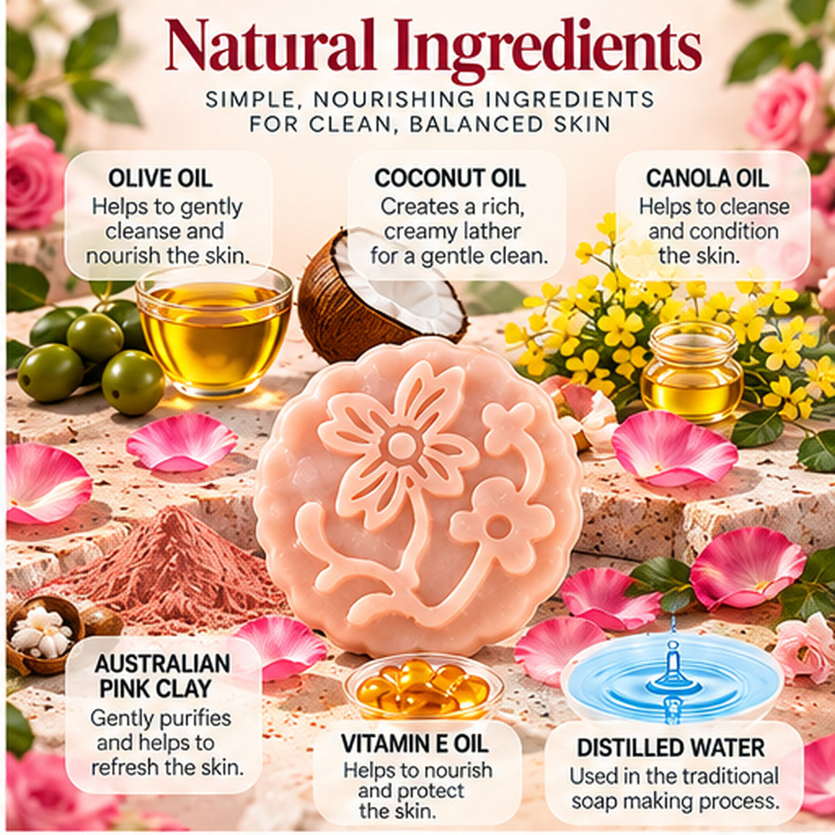 Australian Pink Clay Cleansing Face Bar | 80g