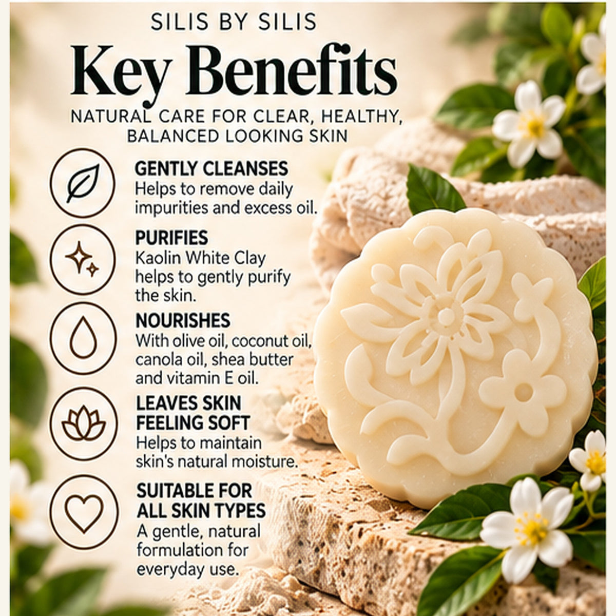 Kaolin White Clay Cleansing Face Bar – 80g