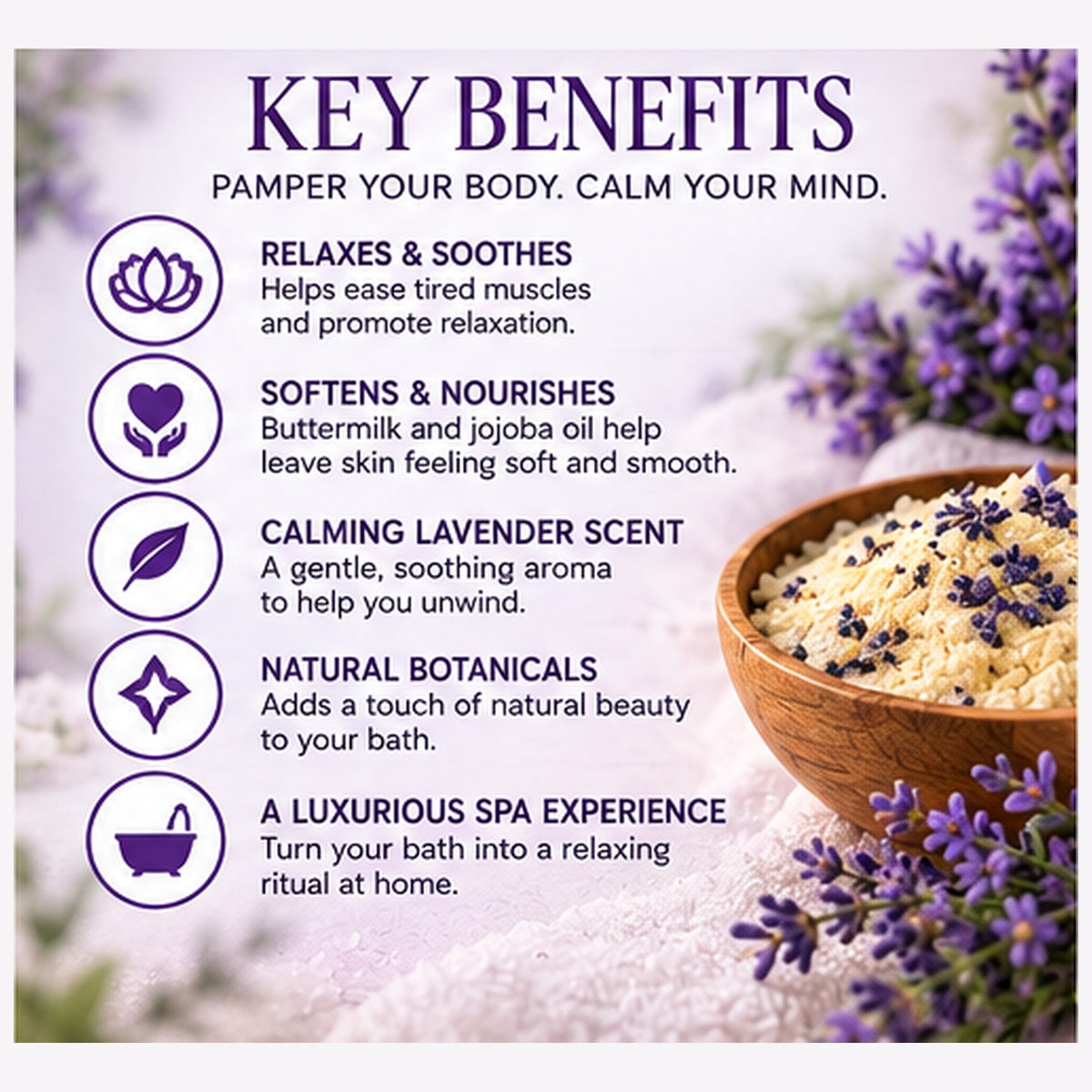 Lavender Buttermilk Bath Soak – 180g