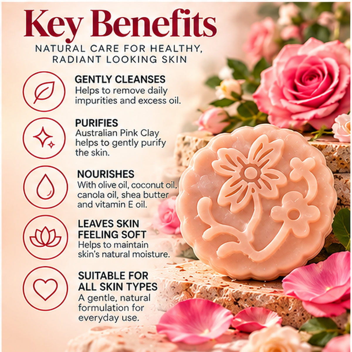 Australian Pink Clay Cleansing Face Bar | 80g