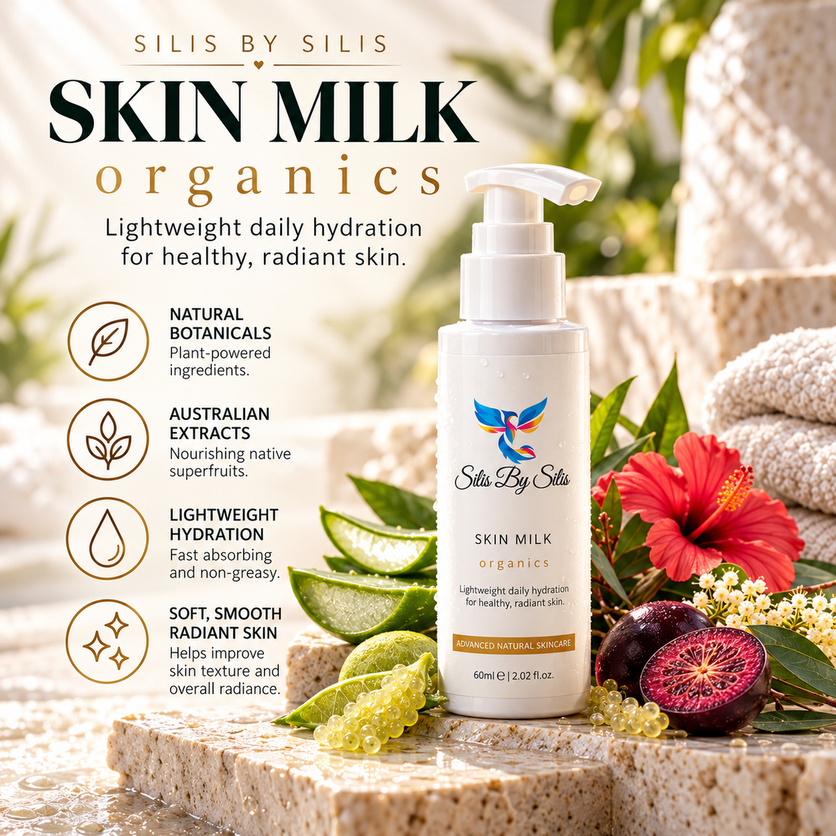Skin Milk – Lightweight Facial Moisturiser 60 mL