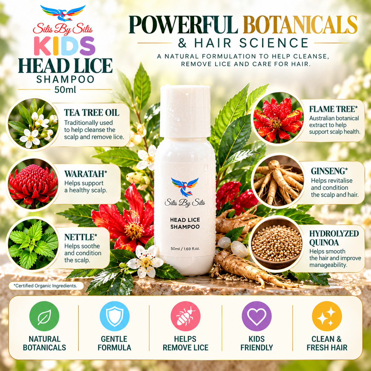 Kids Head Lice Shampoo – 50ml | Tea Tree & Australian Botanicals