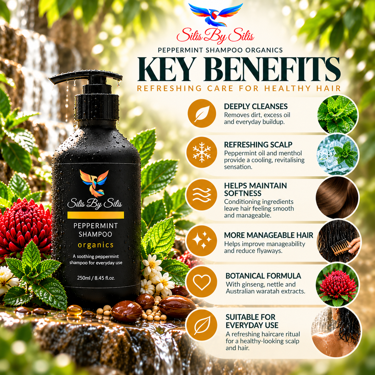 Peppermint Shampoo Organics – 250ml