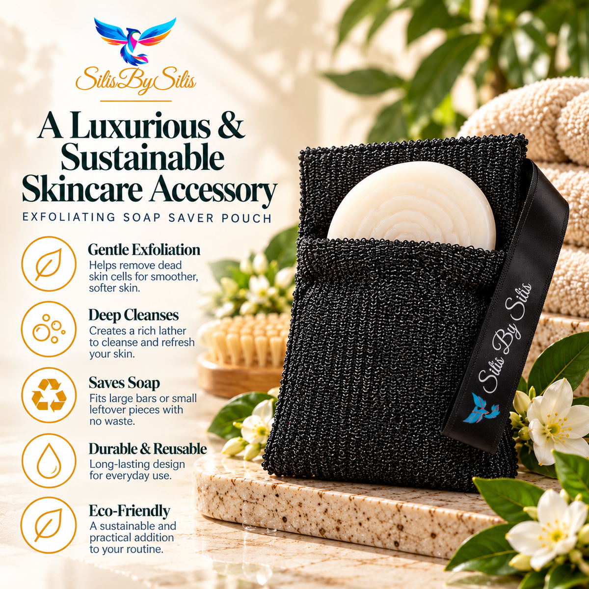 Exfoliating Soap Saver Pouch – Black