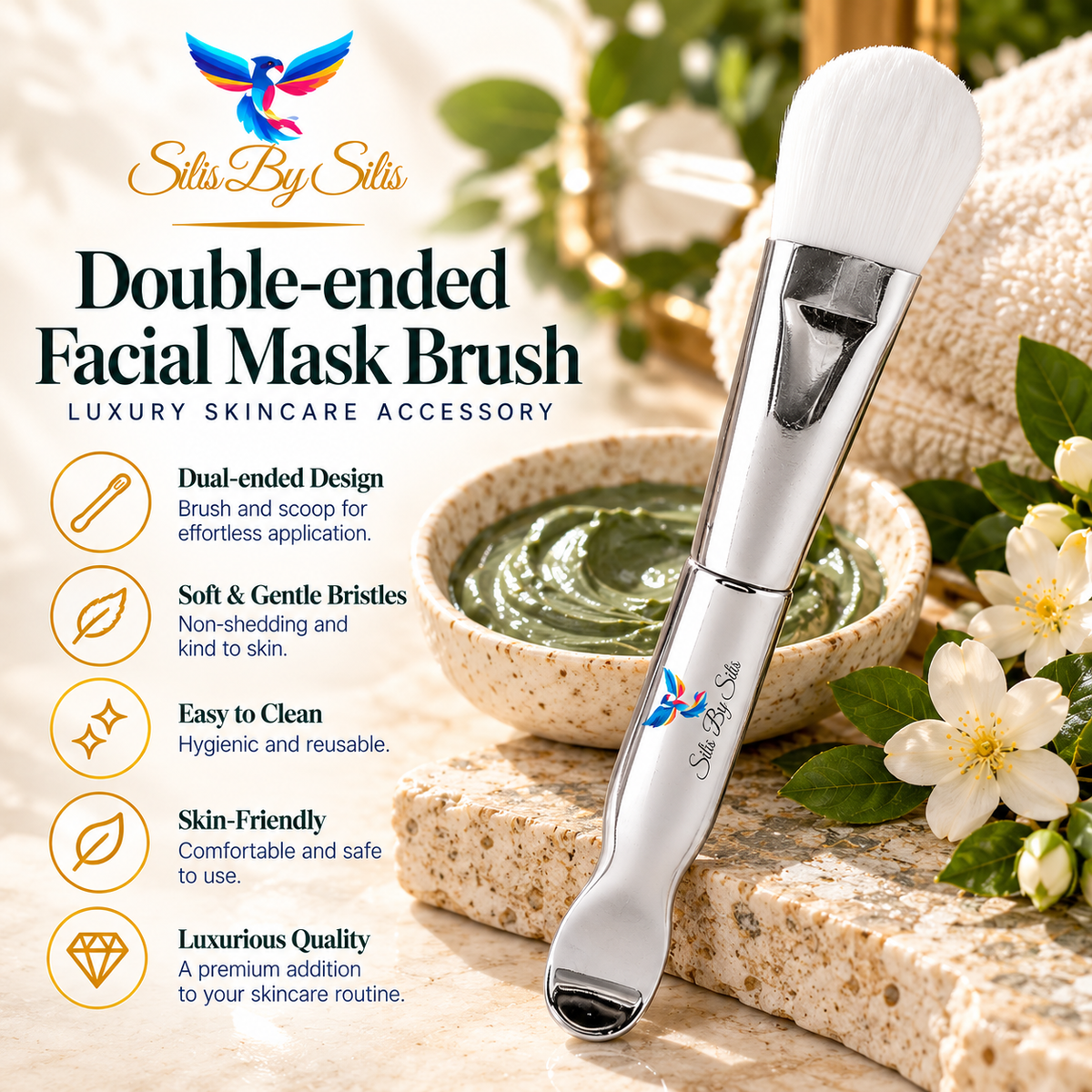 Double-Ended Facial Mask Brush – Luxury Skincare Accessory