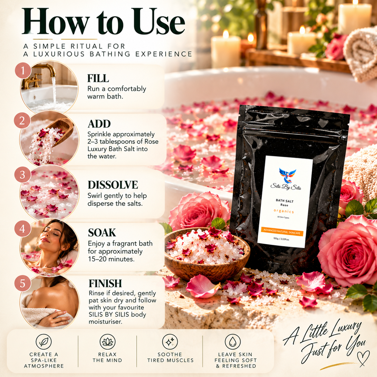 Rose Luxury Bath Salt | 100g