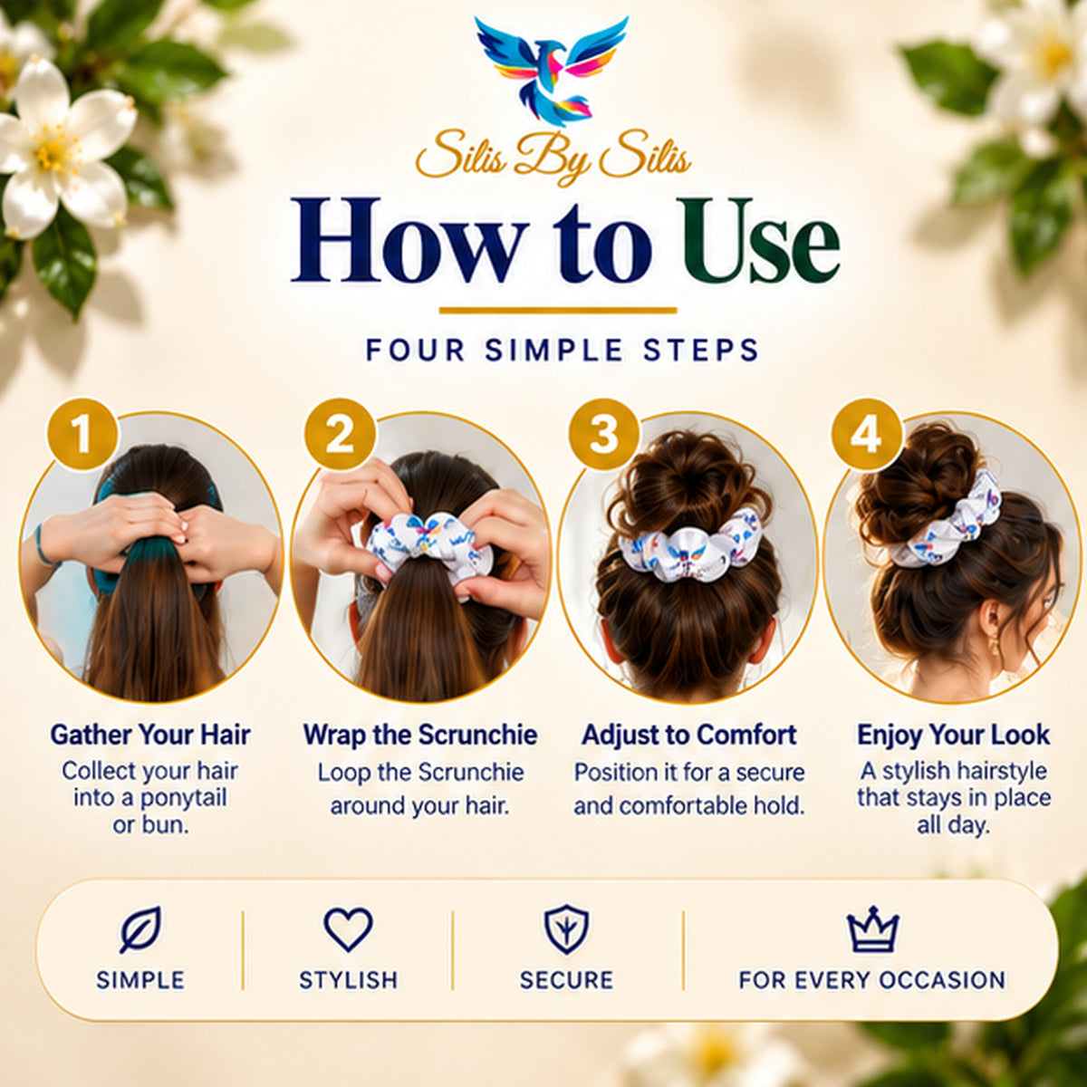 White Satin Hair Scrunchie – Medium | Luxury Hair Accessory