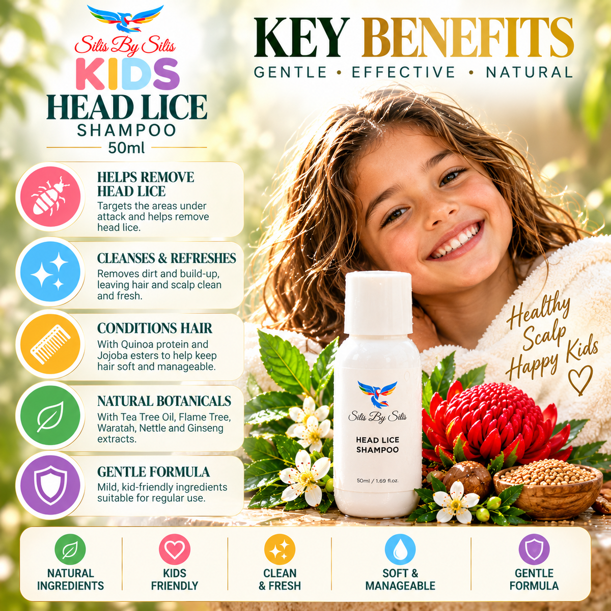 Kids Head Lice Shampoo – 50ml | Tea Tree & Australian Botanicals