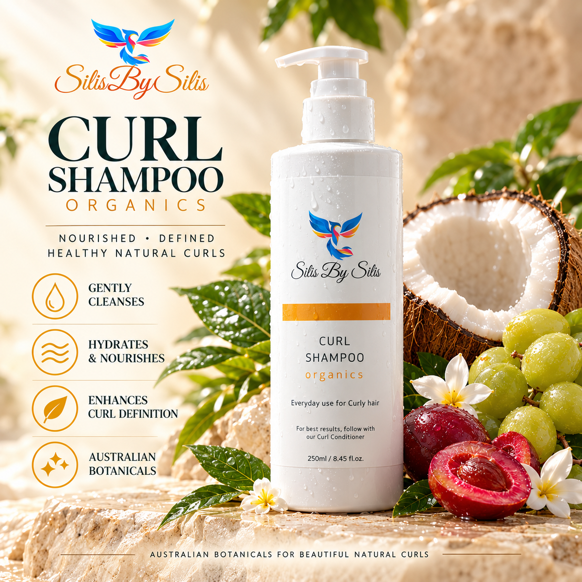 Curl Shampoo Organics – Gentle Cleansing & Nourishing Curl Care | 250ml