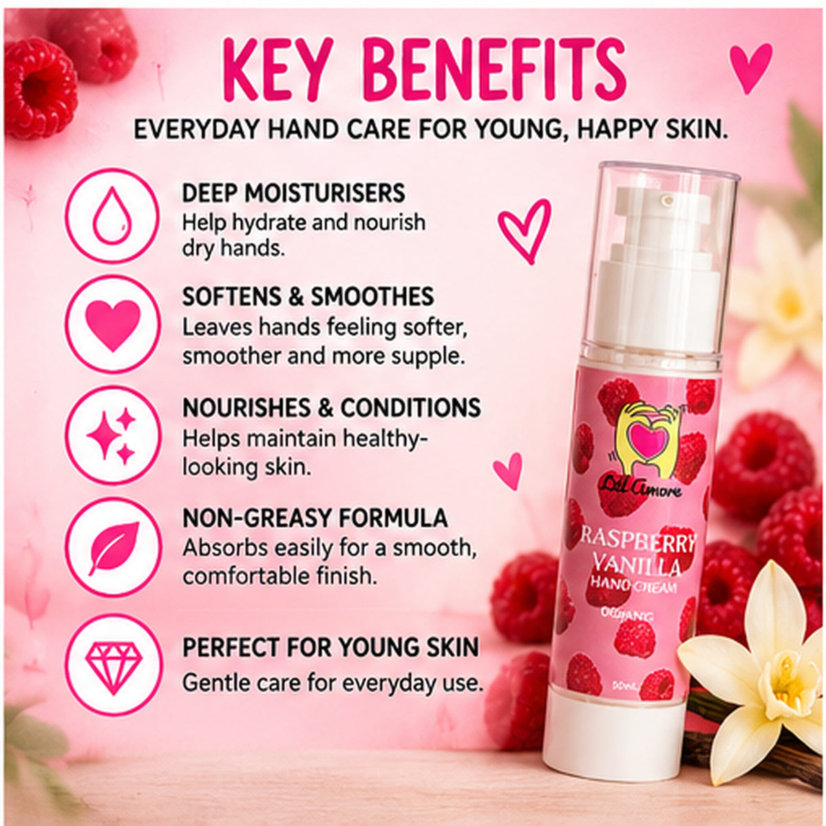 Lil Amore Raspberry Vanilla Hand Cream – 50ml