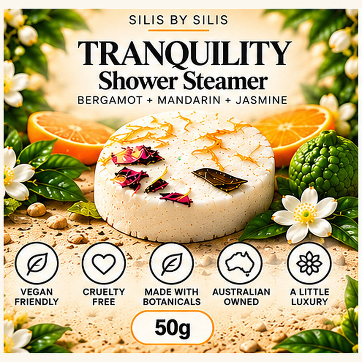 Tranquility Shower Steamer | Bergamot, Mandarin & Jasmine | 50g