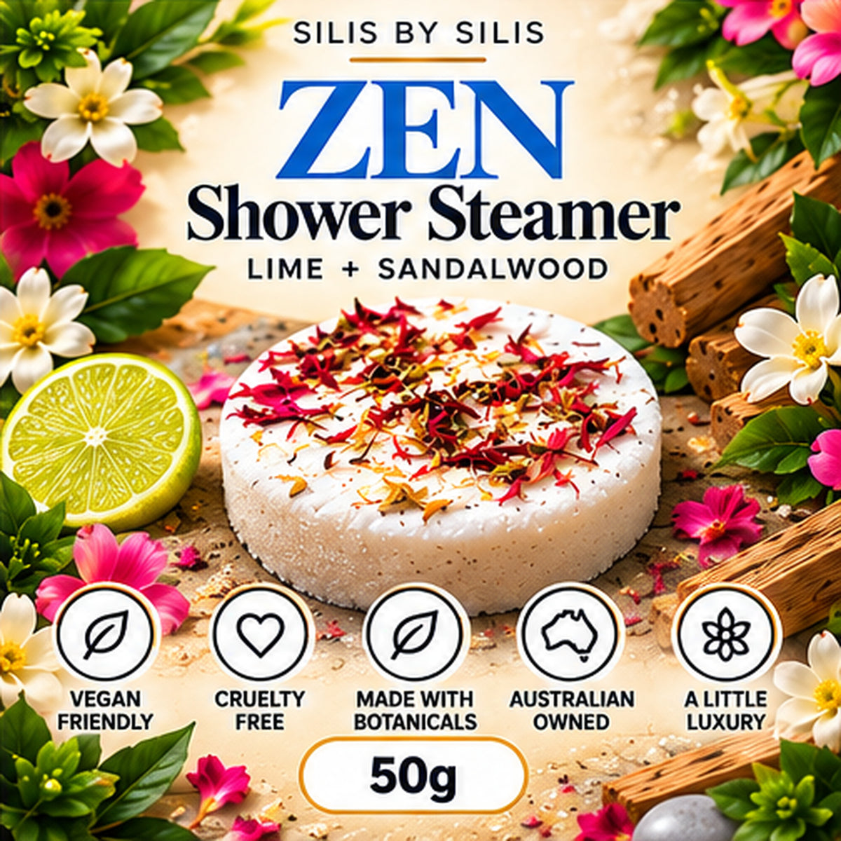 ZEN Shower Steamer | Lime + Sandalwood | 50g