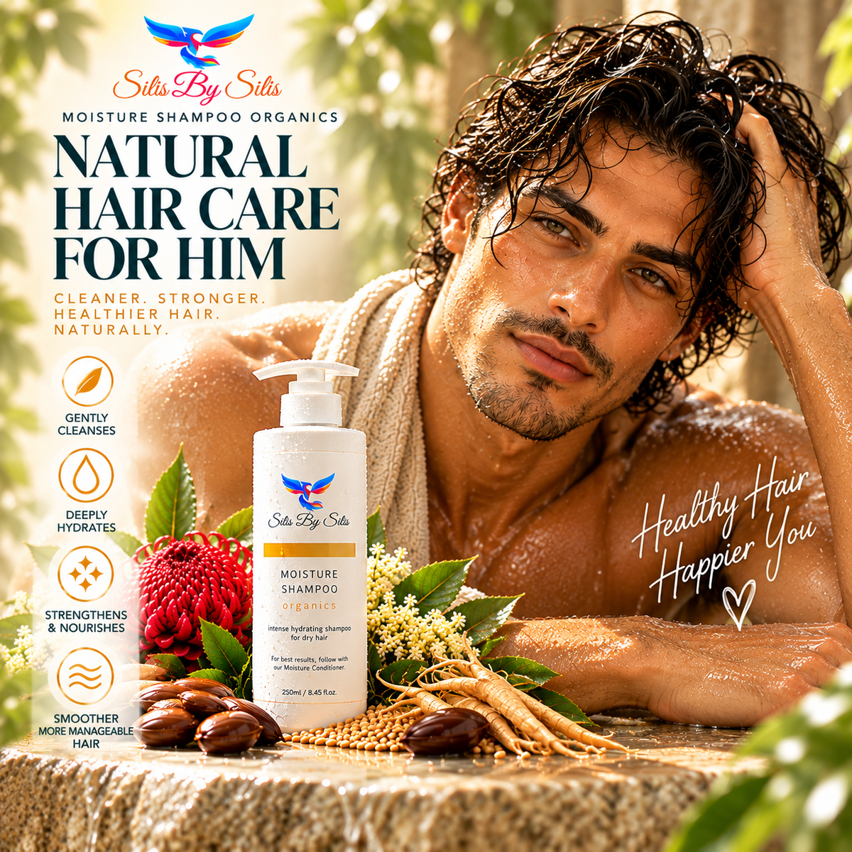 Moisture Shampoo Organics – 250ml | Hydrating Shampoo for Dry Hair