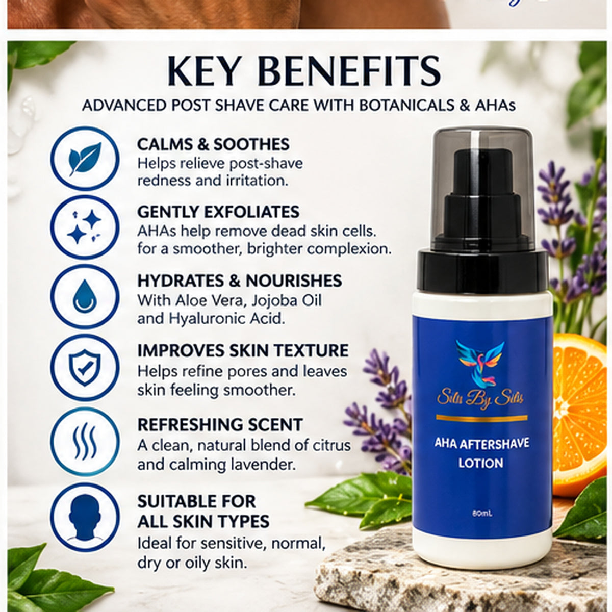 AHA Aftershave Lotion – Exfoliating & Hydrating Post-Shave Care | 80ml