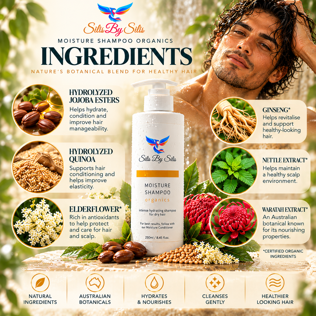 Moisture Shampoo Organics – 250ml | Hydrating Shampoo for Dry Hair
