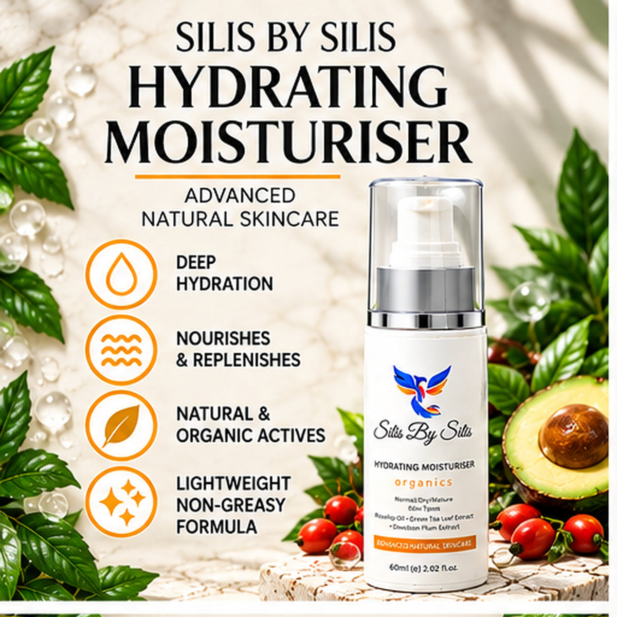 Hydrating Moisturiser – Jojoba, Hyaluronic Acid & Australian Botanicals | 60ml