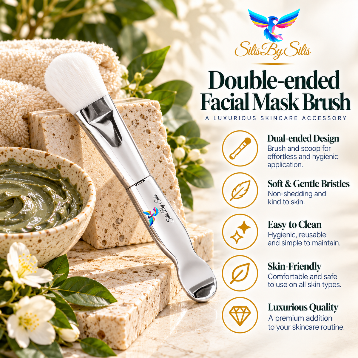 Double-Ended Facial Mask Brush – Luxury Skincare Accessory