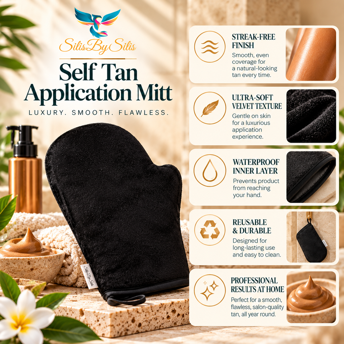Self Tan Application Mitt – Luxury Velvet Tanning Mitt
