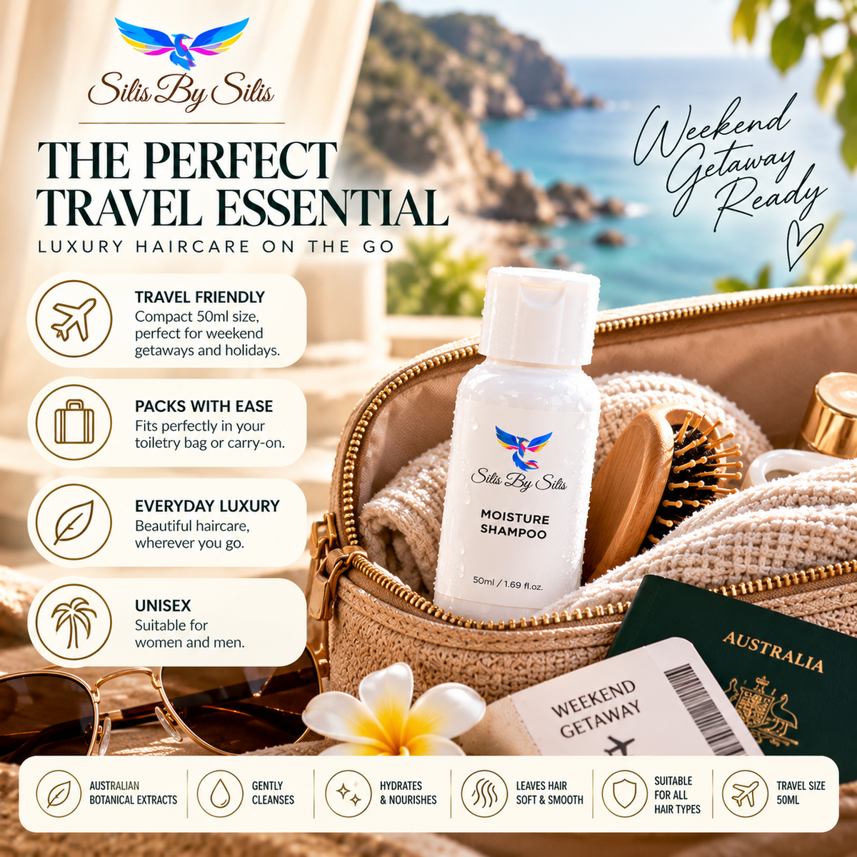 Moisture Shampoo – 50ml Luxury Travel Size