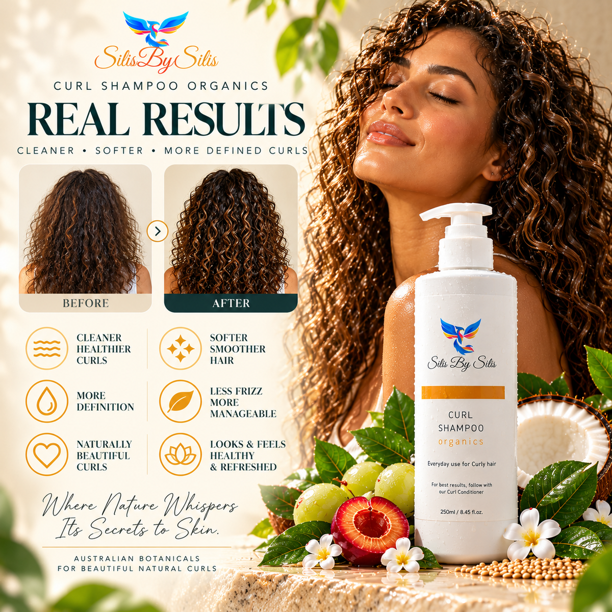 Curl Shampoo Organics – Gentle Cleansing & Nourishing Curl Care | 250ml