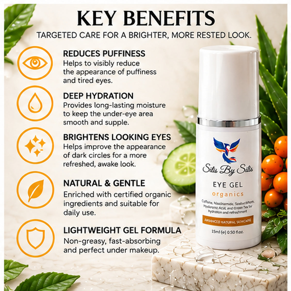 Eye Gel – Caffeine, Niacinamide & Hyaluronic Acid | 15ml