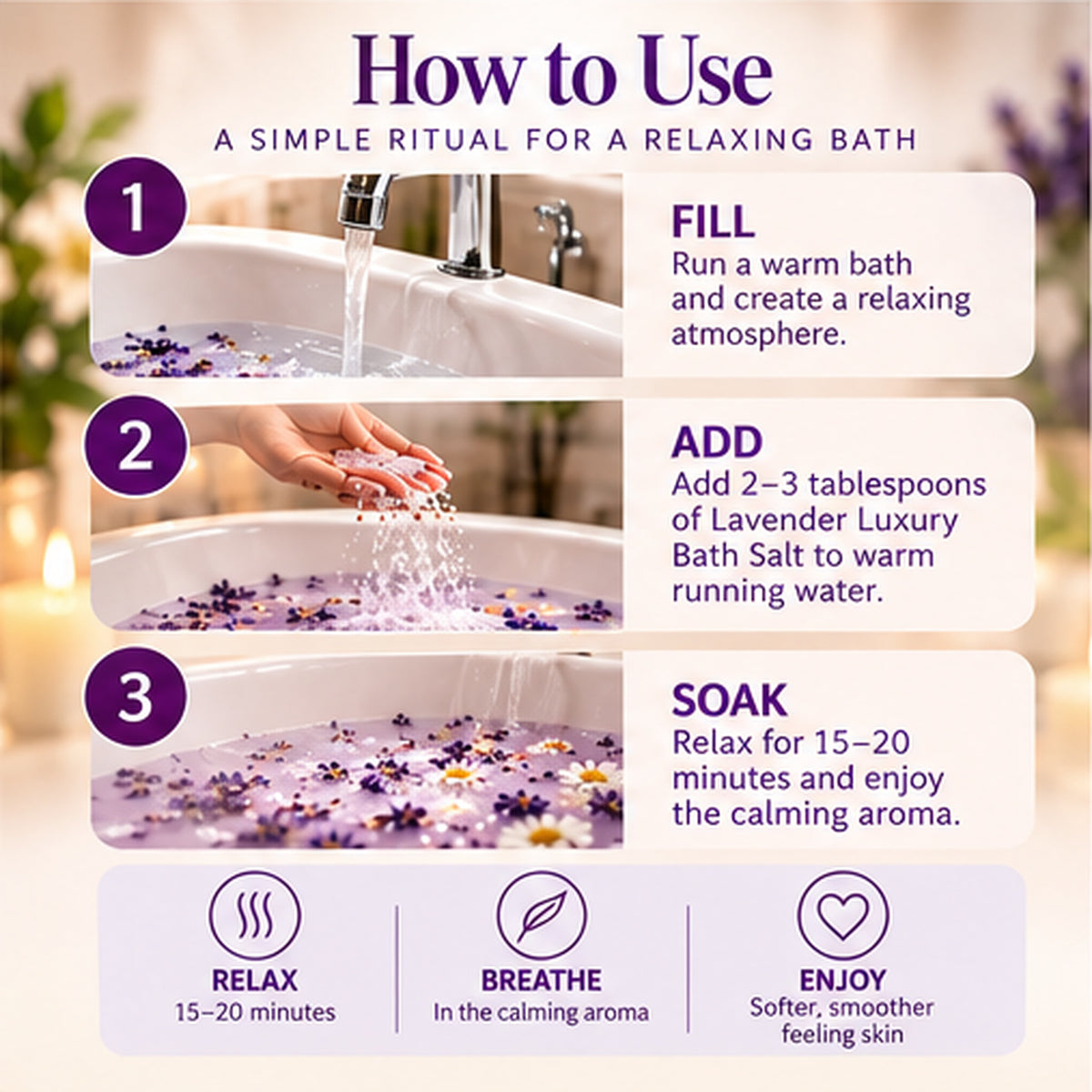 Lavender Luxury Bath Salt 100g | Botanical Bath Soak