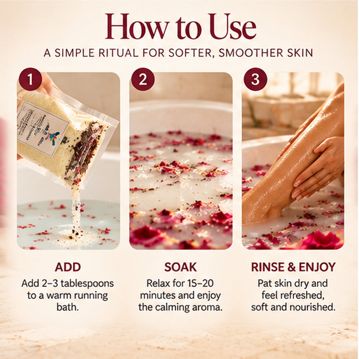 Rose Petals Buttermilk Bath Soak – 180g