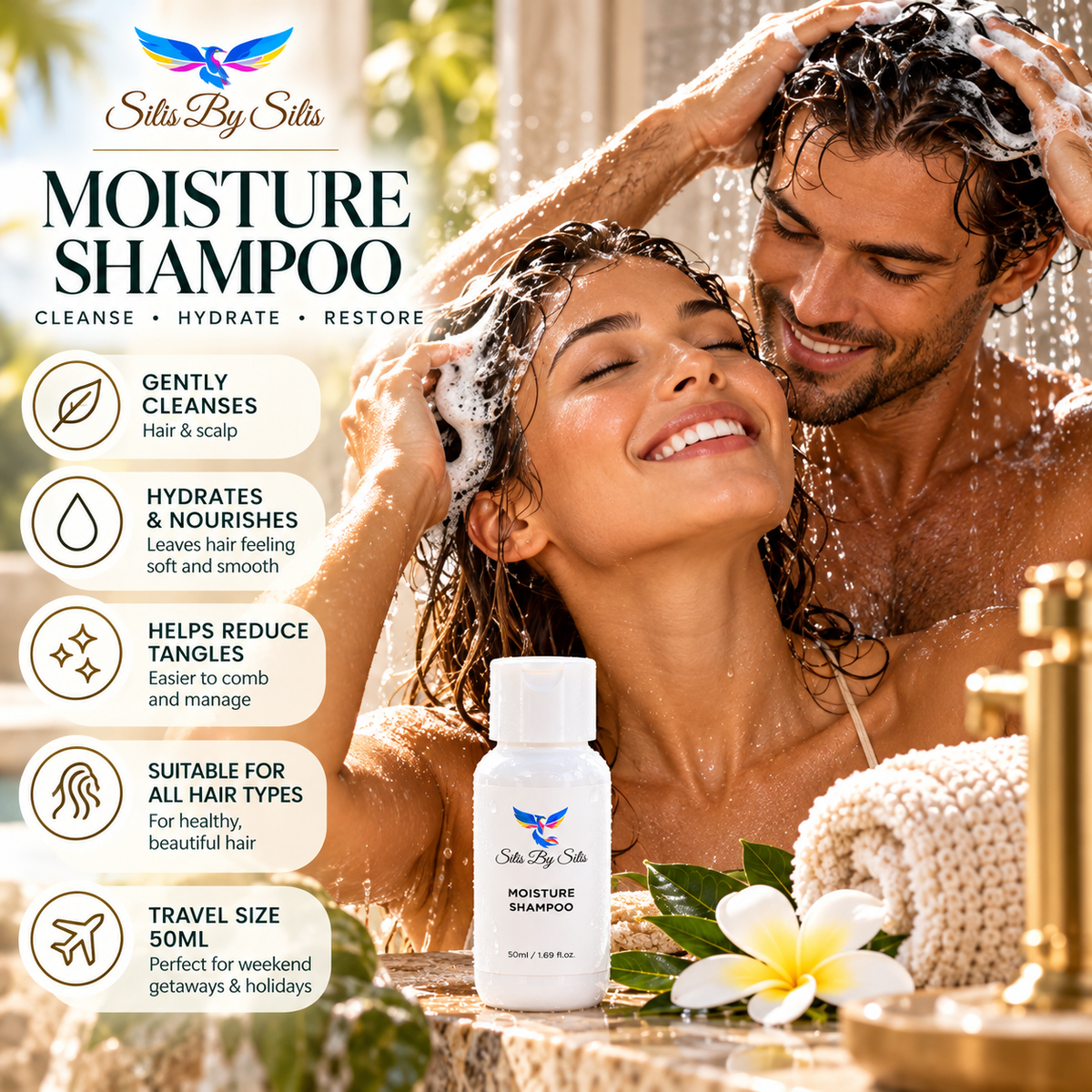 Moisture Shampoo – 50ml Luxury Travel Size