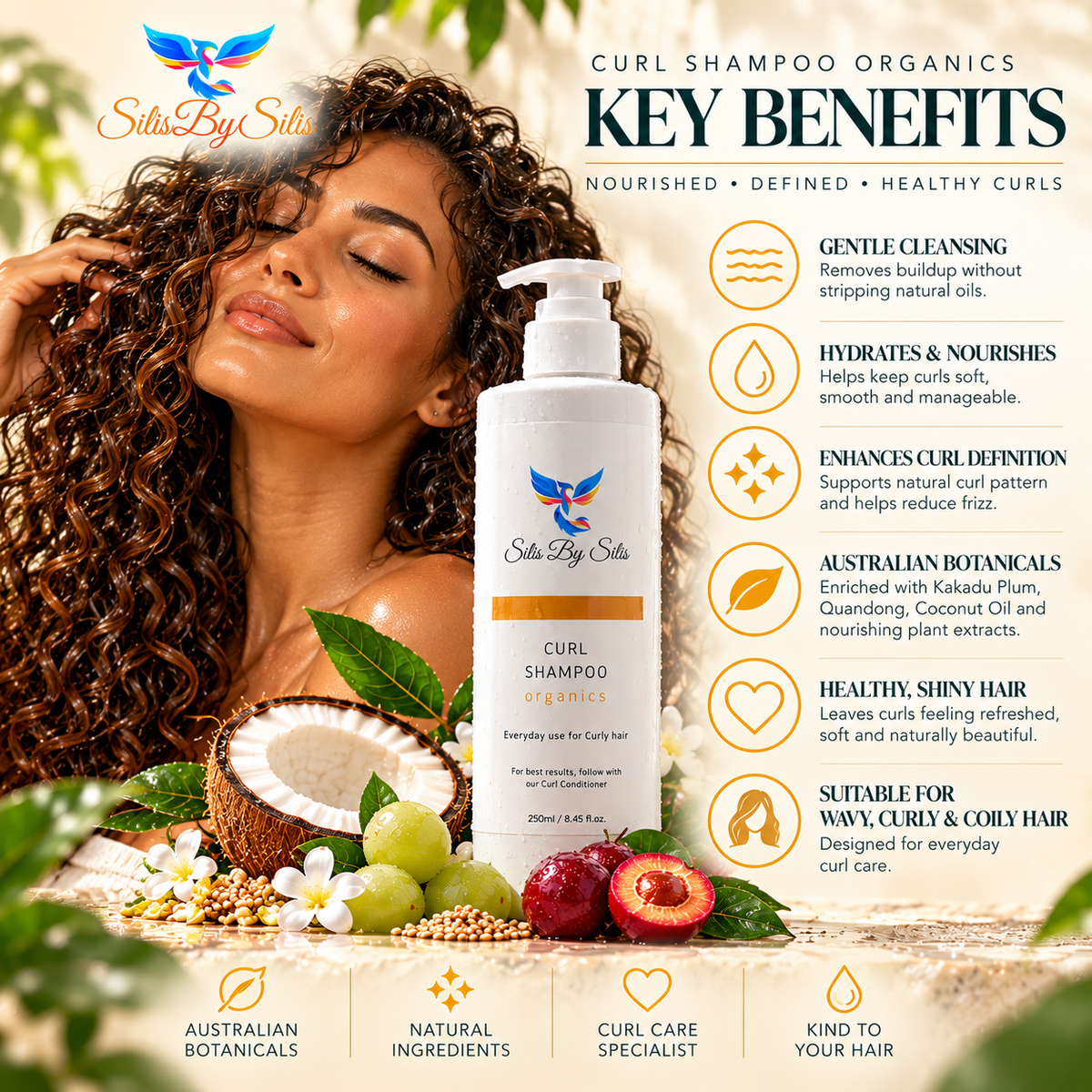 Curl Shampoo Organics – Gentle Cleansing & Nourishing Curl Care | 250ml