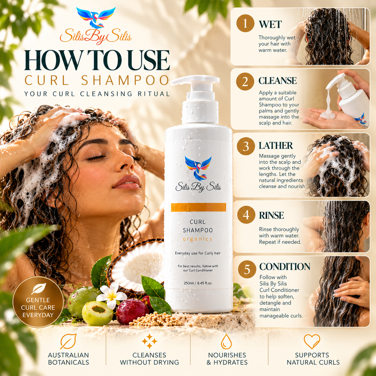 Curl Shampoo Organics – Gentle Cleansing & Nourishing Curl Care | 250ml