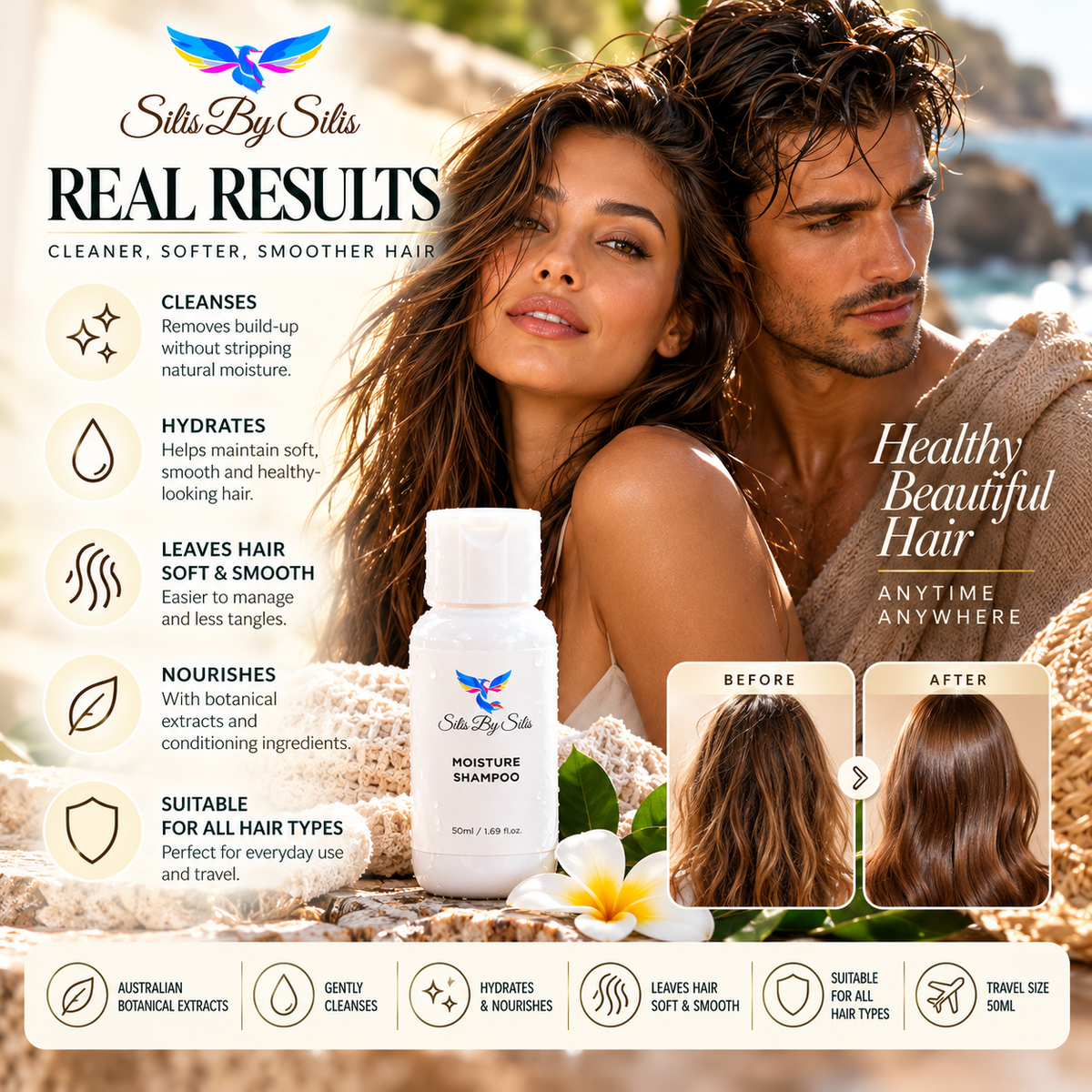 Moisture Shampoo – 50ml Luxury Travel Size