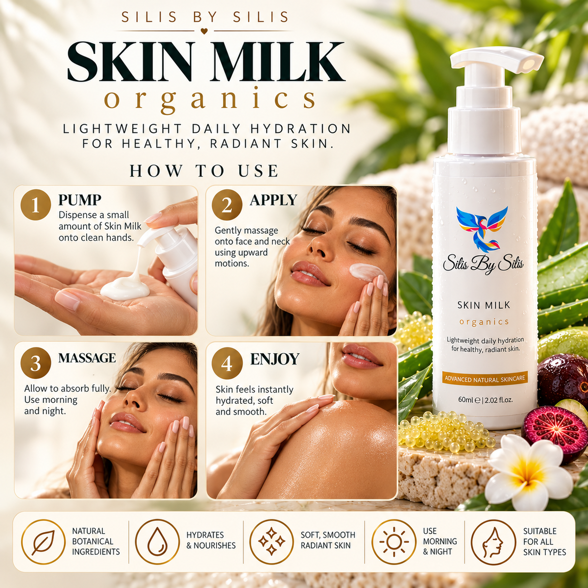 Skin Milk – Lightweight Facial Moisturiser 60 mL
