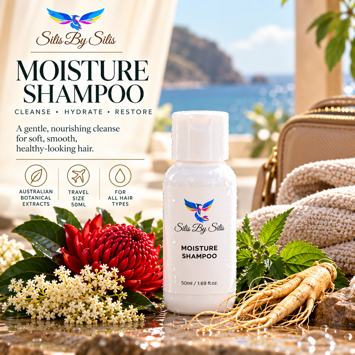 Moisture Shampoo – 50ml Luxury Travel Size
