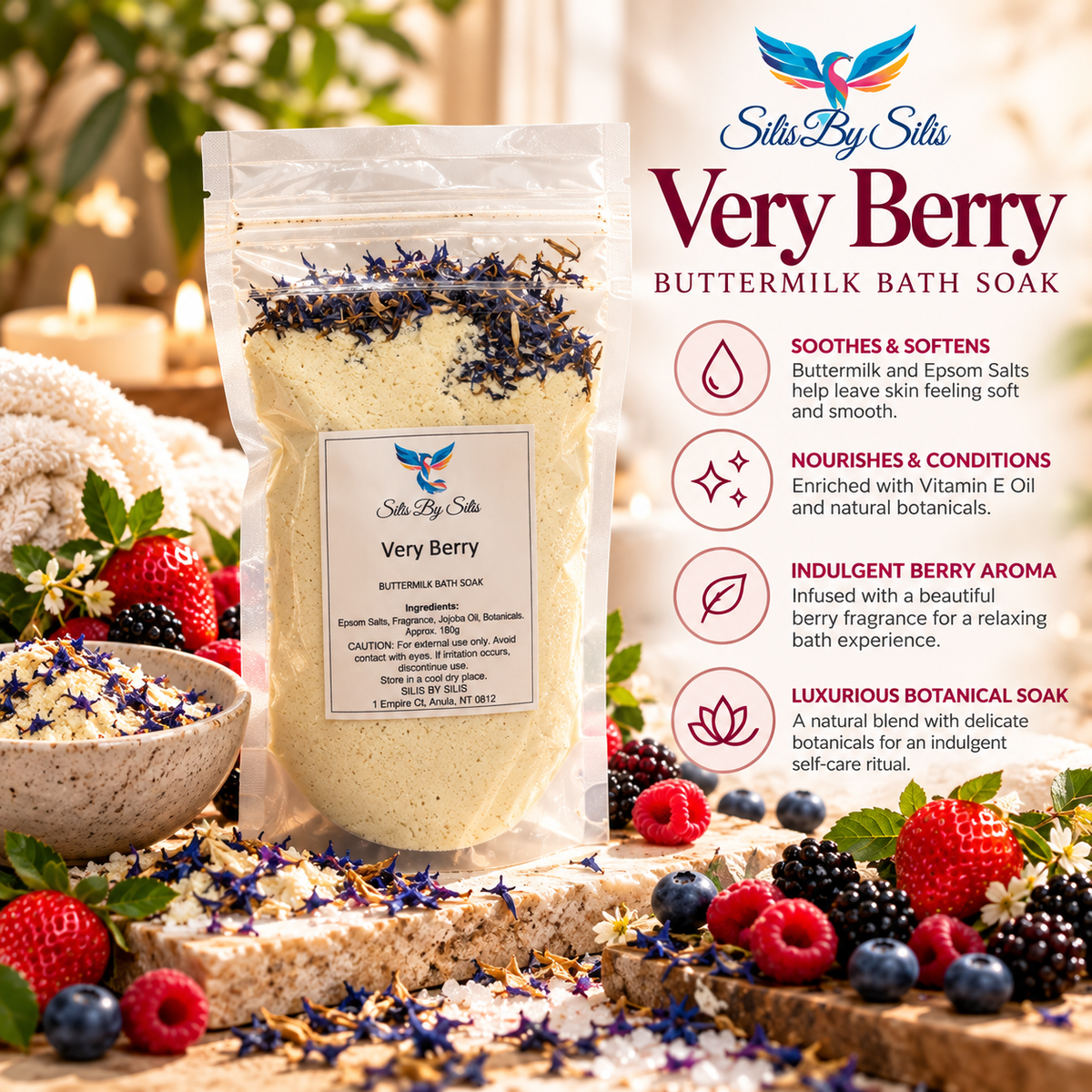 Very Berry Buttermilk Bath Soak | 180g