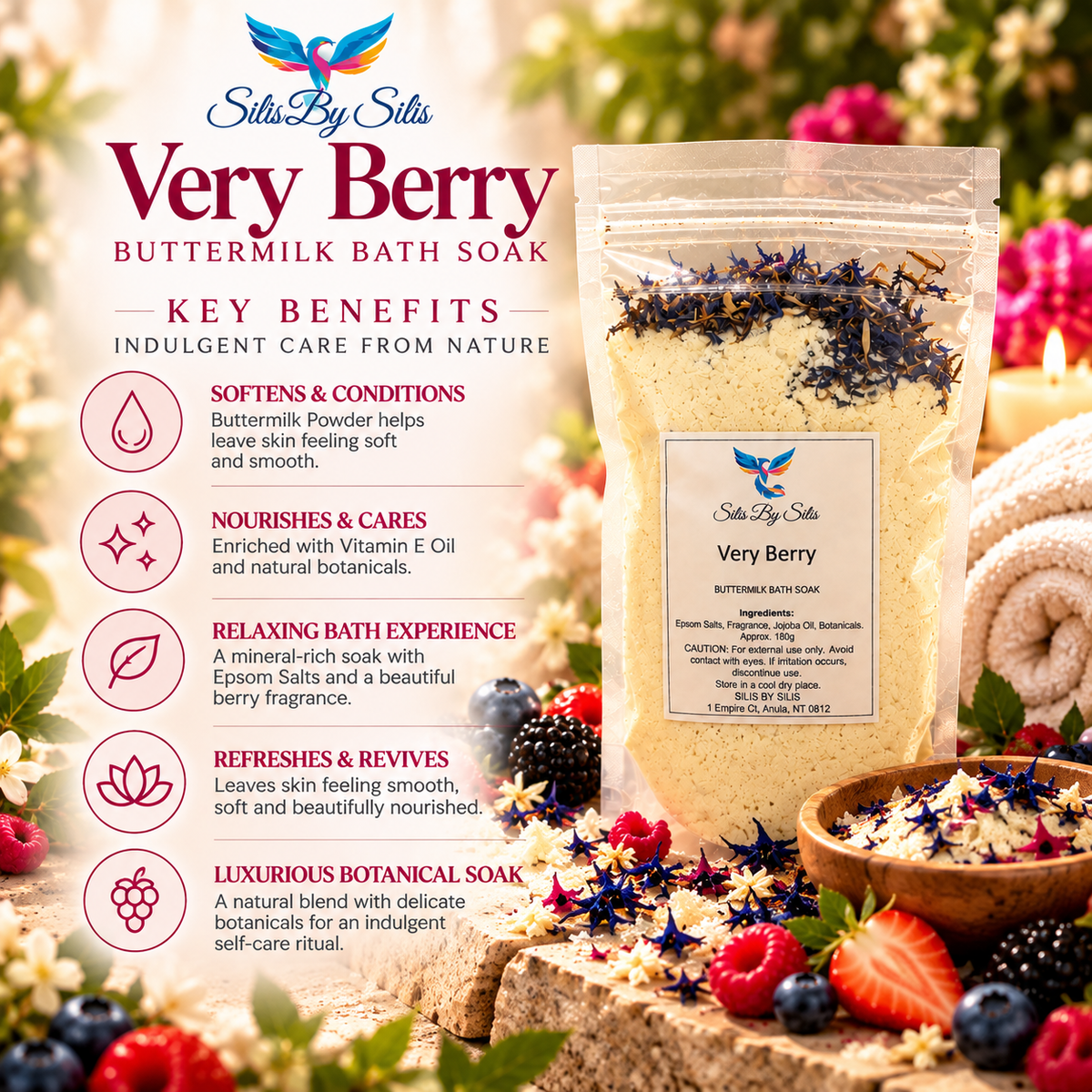 Very Berry Buttermilk Bath Soak | 180g